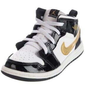 Nike Jordan 1 Kids Black Gold High Top Running Shoes Sneakers US Size 9C